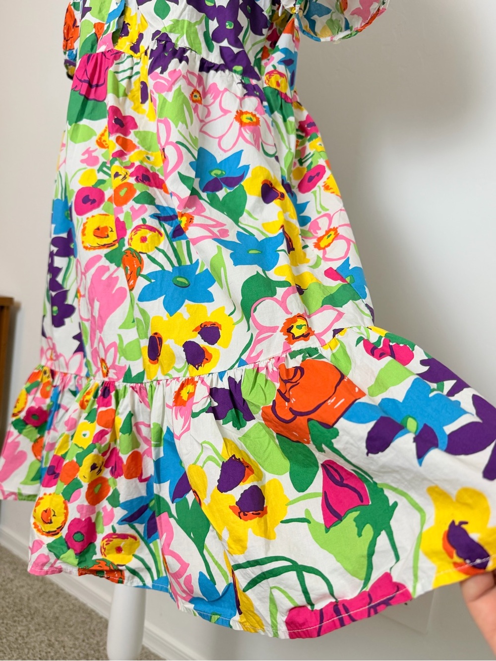 J. Crew Colorful Floral Puff-Sleeve Midi Dress Size 14 - Picture 8 of 14